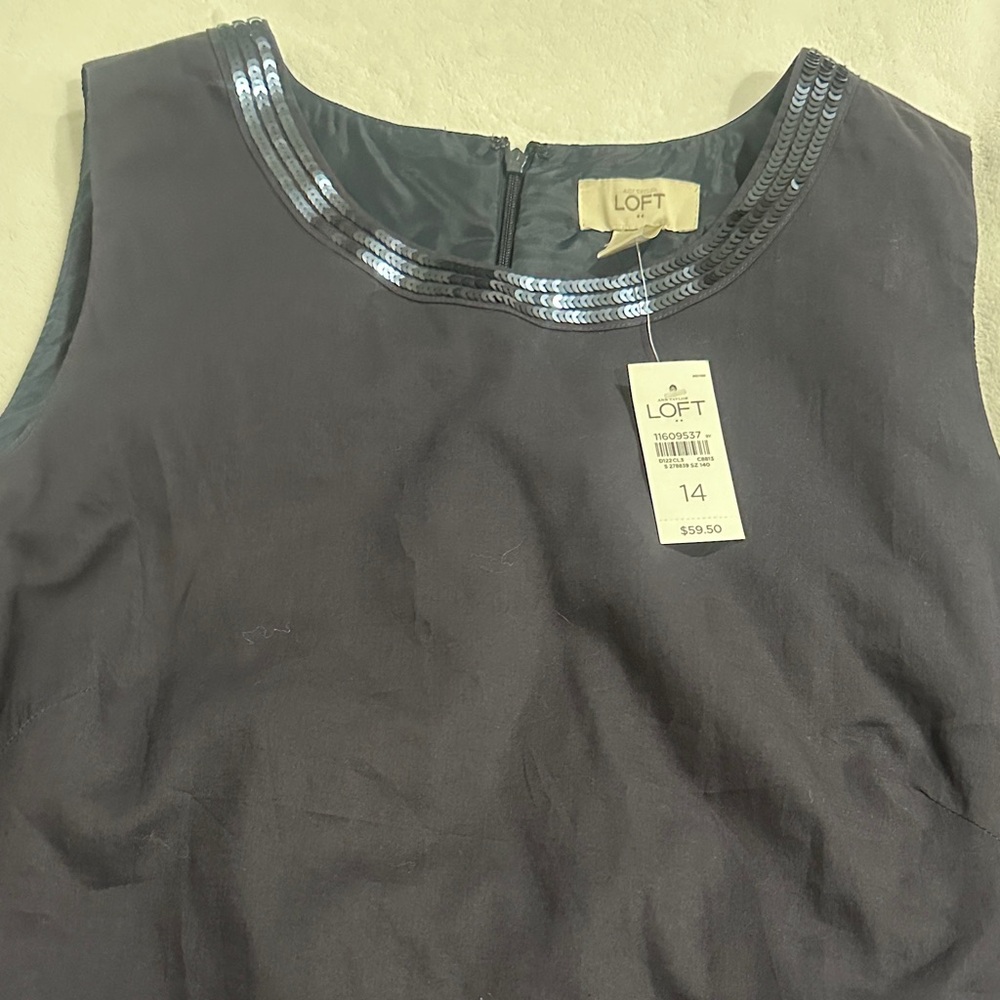LOFT Black Sequin Trim Tank Top